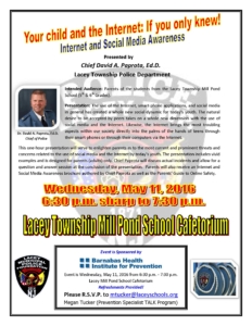 Social Media Presentation Flier - Mill Pond School - May 11 2016